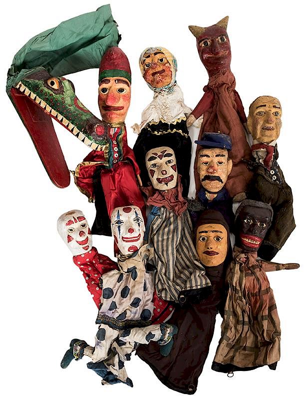 Appraisal: Group of Eleven Punch and Judy Glove Puppets Group of