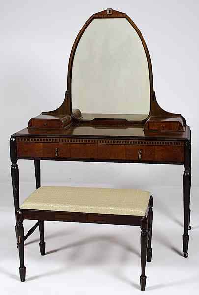 Appraisal: Art Deco-style Dressing Table and Bench American early th century