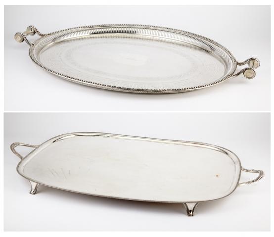 Appraisal: Two Silver Plated Trays One with a beaded edge the