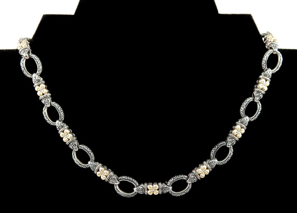 Appraisal: BIXBY K DIAMOND FLOWER CHAIN CHOKER NECKLACEBixby sterling silver chain