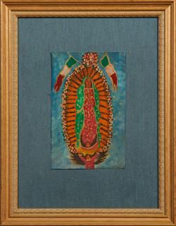 Appraisal: Mexican Retablo c oil on tin of the Virgi Mexican