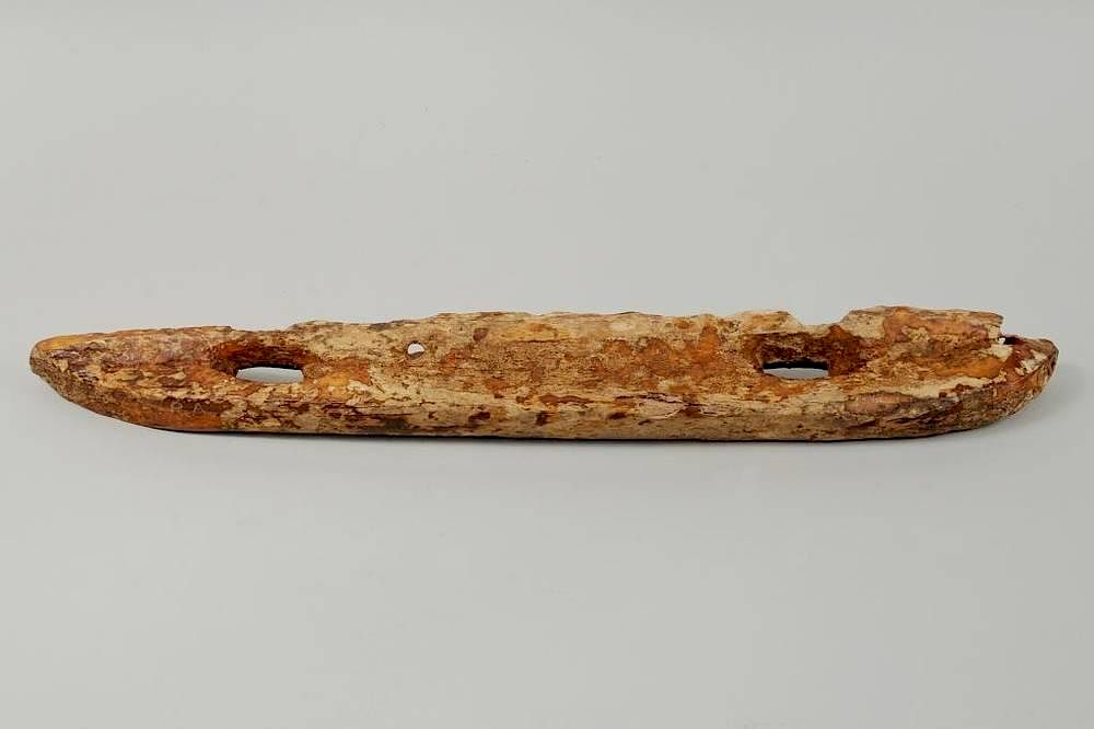 Appraisal: Inuit Carved Fossilized Sled Runner Inuit carved fossilized sled runner