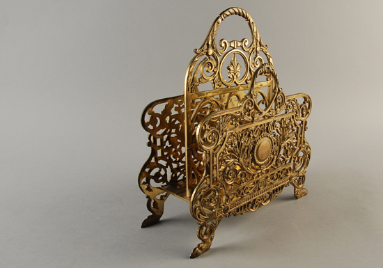 Appraisal: B H Brass Book or Magazine Rack intricate detail mark