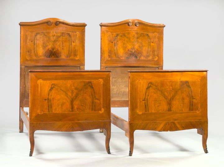 Appraisal: Pair of French Mahogany-Inlaid Twin Beds early th century in