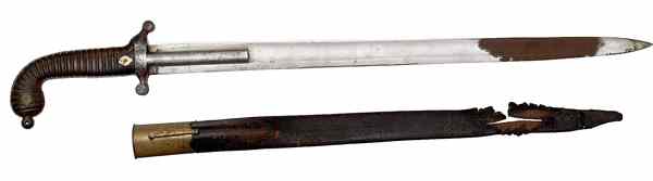 Appraisal: Double-Barrel Percussion Pistol Combination Sword '' blade '' round rifled