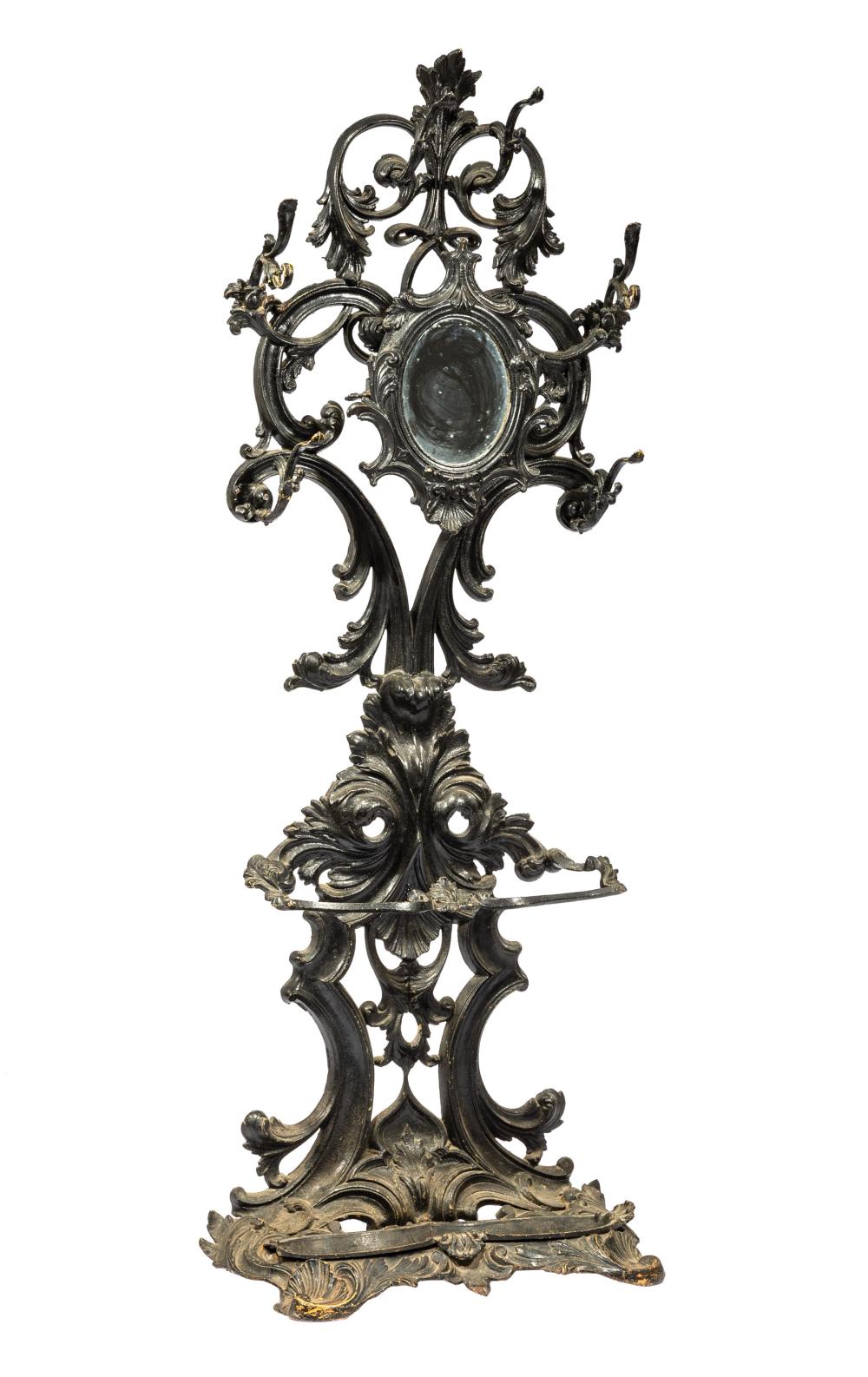 Appraisal: American Rococo Cast Iron Hallstand mid- th c foliate scrolled