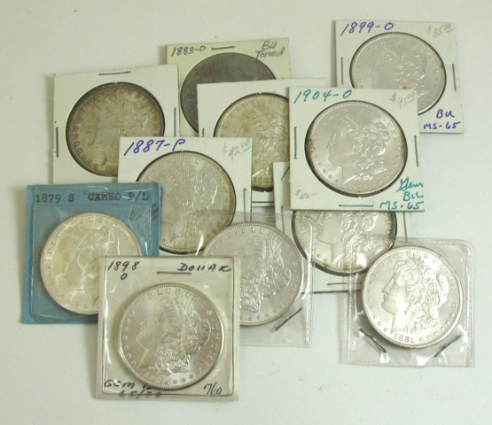 Appraisal: ELEVEN U S SILVER MORGAN DOLLARS -S -S -O -P