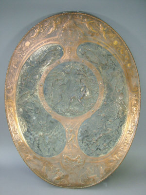 Appraisal: After Leonard Morel-Ladeuil-An oval electrotype shield by Elkington depicting a