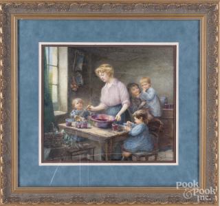 Appraisal: Watercolor interior scene signed Brielman '' x ''