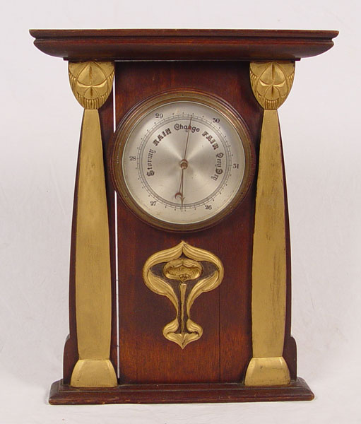 Appraisal: ART NOUVEAU ANEROID BAROMETER Art Nouveau style case with gold