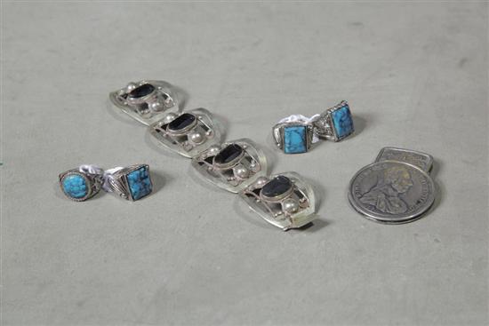 Appraisal: GROUP OF SILVER Including one Mexican silver bracelet marked ''Sterling