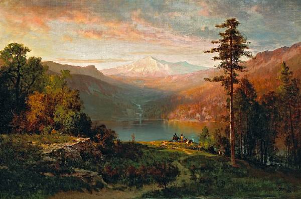 Appraisal: Thomas Hill American - Indian by a lake in a