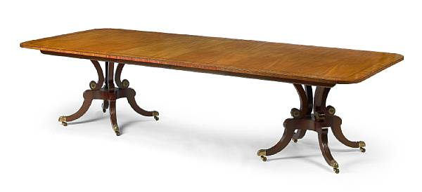 Appraisal: A Regency style inlaid mahogany extension dining table second half