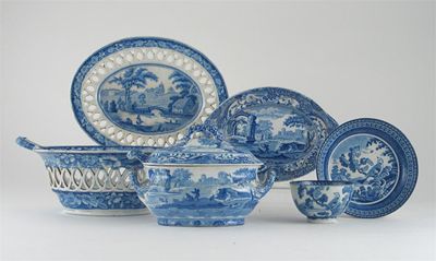 Appraisal: Staffordshire blue and white pearlware Damages th century cm max