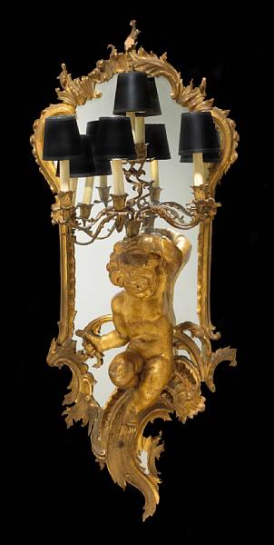 Appraisal: A pair of Italian Rococo style giltwood and gilt bronze