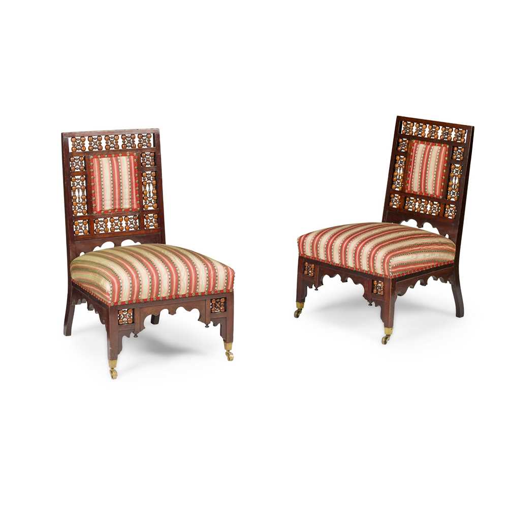 Appraisal: JACKSON GRAHAM ATTRIBUTED MAKERS PAIR OF ANGLO-MORESQUE SIDE CHAIRS CIRCA