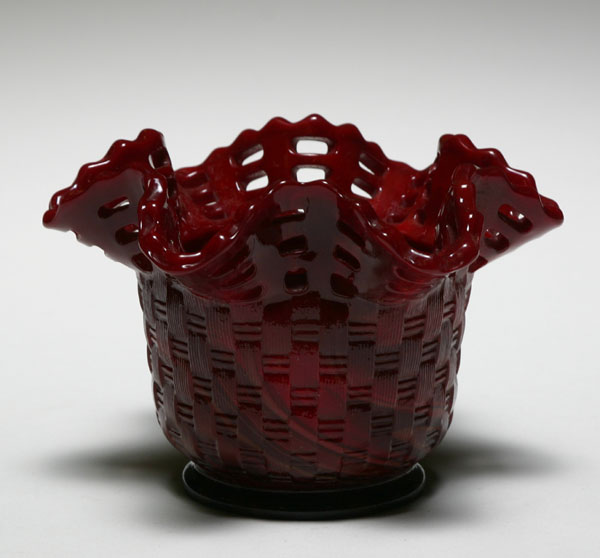 Appraisal: Fenton Mandarin Red basketweave bowl