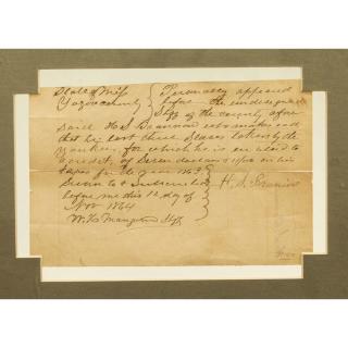 Appraisal: Yazoo County Mississippi Slave Credit Handwritten slave credit for slaves