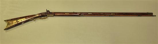 Appraisal: PERCUSSION RIFLE Reproduction caliber '' octagonal barrel full stock curly