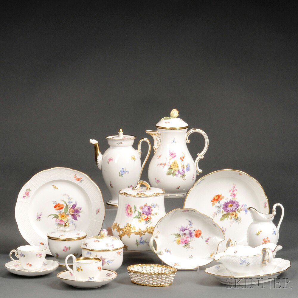 Appraisal: Assembled Meissen Porcelain Floral-decorated Luncheon Service Germany early th century