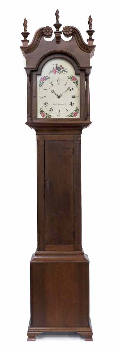 Appraisal: Pennsylvania Chippendale walnut tall case clock late th c with