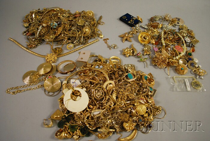 Appraisal: Large Group of Mostly Gold-tone Costume Jewelry