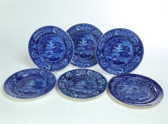 Appraisal: SIX HISTORICAL BLUE STAFFORDSHIRE PLATES England st quarter- th century