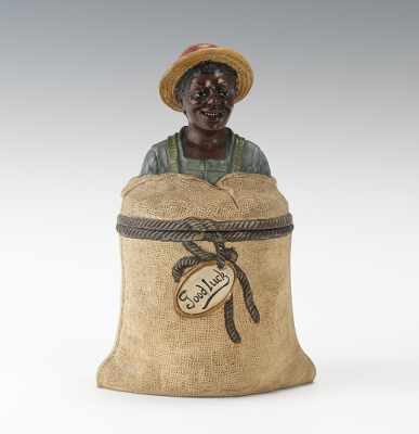 Appraisal: Johann Maresch Good Luck Feed Sack Black Americana Figural Tobacco