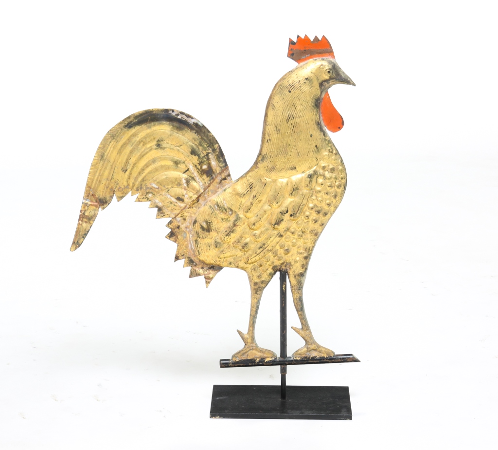 Appraisal: AMERICAN ROOSTER WEATHERVANE Late th century Full bodied copper rooster