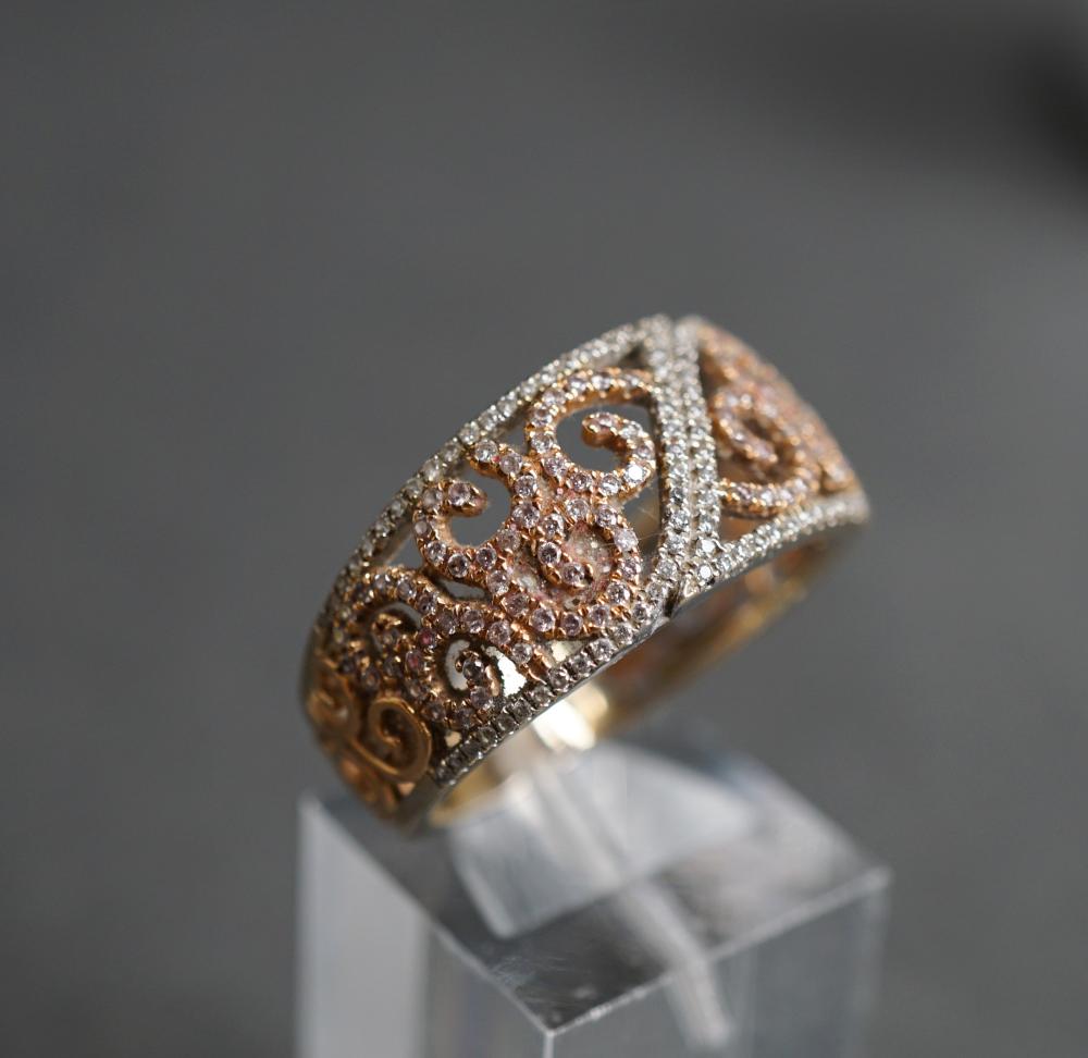 Appraisal: -KARAT YELLOW-ROSE-WHITE GOLD AND DIAMOND RING GROSS DWT SIZE -Karat