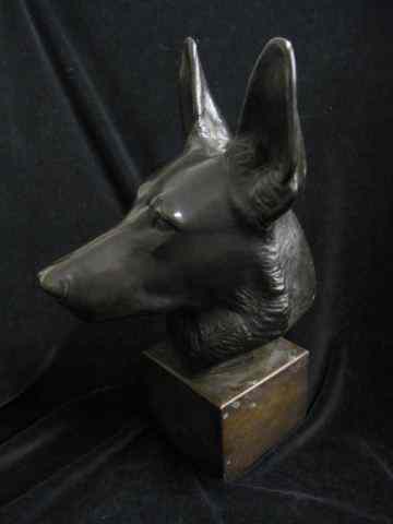 Appraisal: Bronze Bust of a German Shepherd signed A S bronze