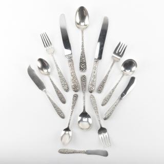 Appraisal: One Hundred Twenty Pieces Sterling Silver Repouss Flatware One Hundred