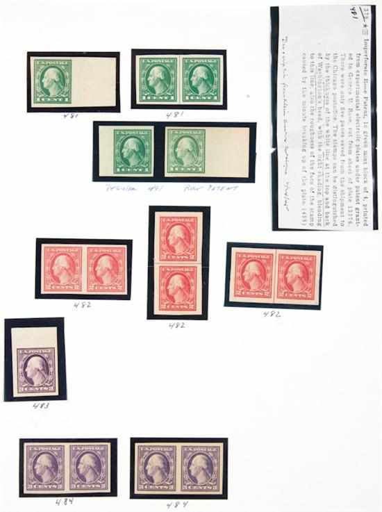 Appraisal: Selection of imperforate definitive stamps - ' Scott - including