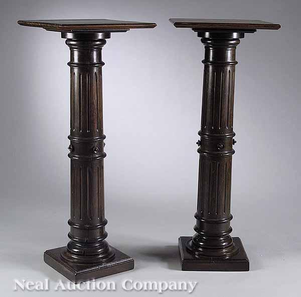 Appraisal: A Pair of Late Victorian Stained Pine Pedestals th c