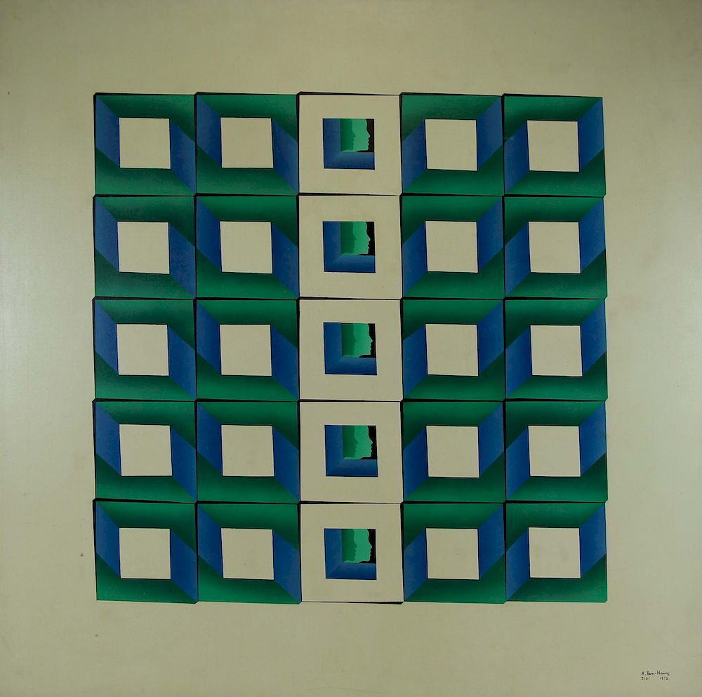 Appraisal: ZIGI BEN-HAIM ISRAELI b Oil on Canvas Geometric Composition Signed