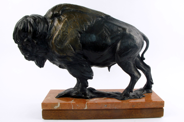 Appraisal: DAN OSTERMILLER BRONZE SCULPTURE American born Bison the bull standing