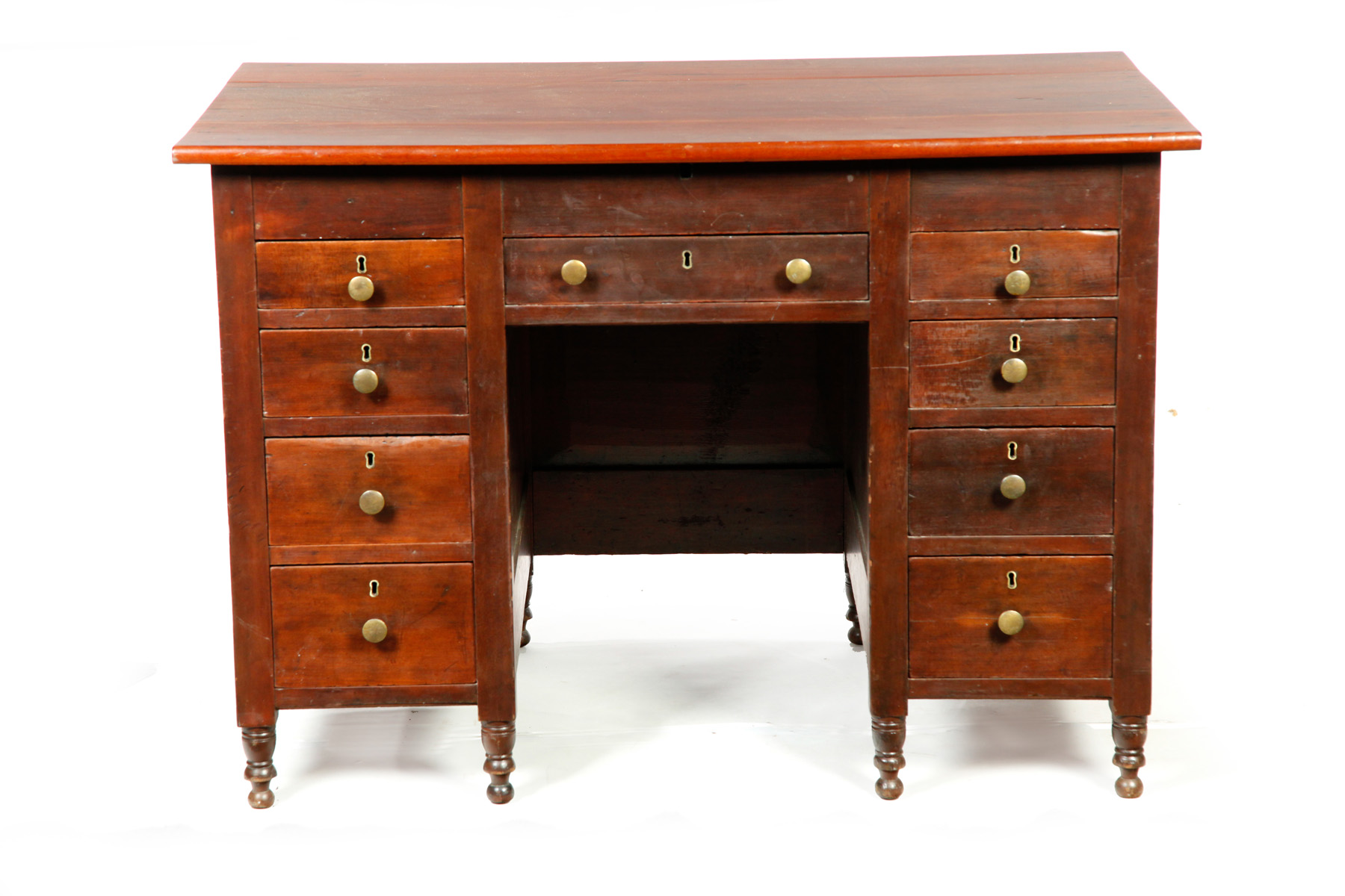 Appraisal: AMERICAN SHERATON KNEEHOLE DESK Ca cherry and pine Flat top