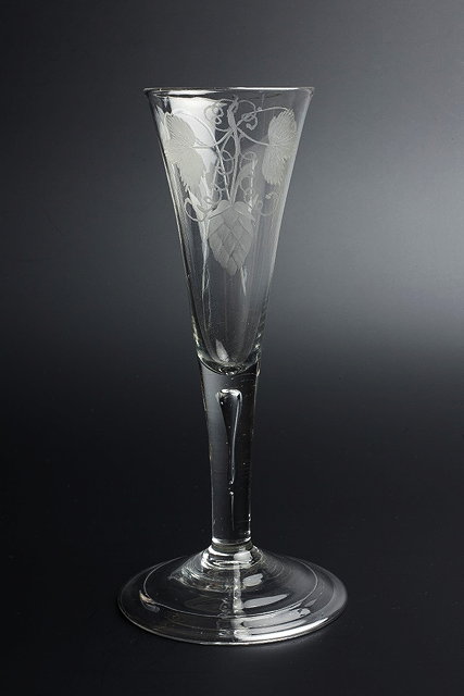 Appraisal: AN TH CENTURY ALE GLASS the tapering conical body engraved