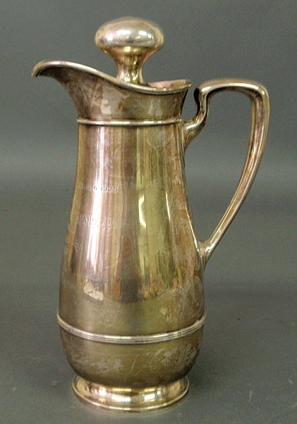 Appraisal: Sterling silver cold water pitcher inscribed Presented to Captain Samuel