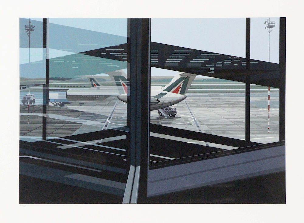 Appraisal: RICHARD ESTES AMERICAN b Screenprint Flughafen Airport Signed lower right