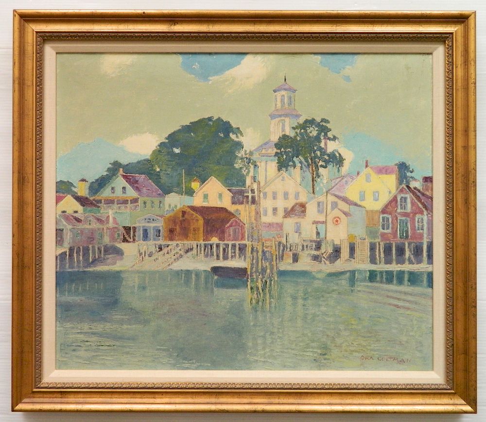 Appraisal: Ora Coltman oil Ora Coltman American - - Harbor Scene-