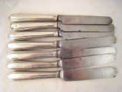 Appraisal: A set of six Georgian silver handled table knives with