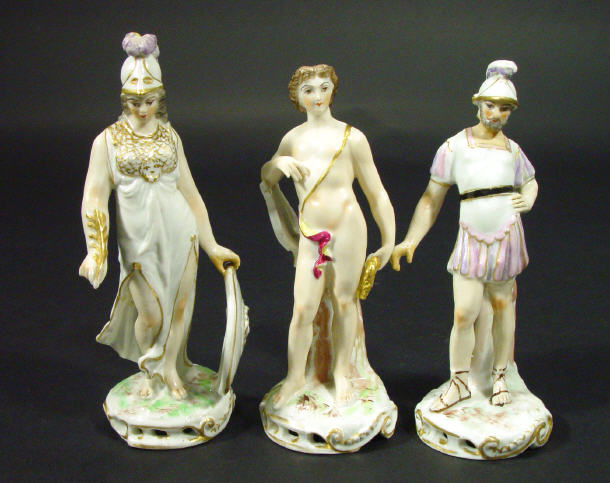 Appraisal: Three Continental porcelain figures of female romans with hand painted