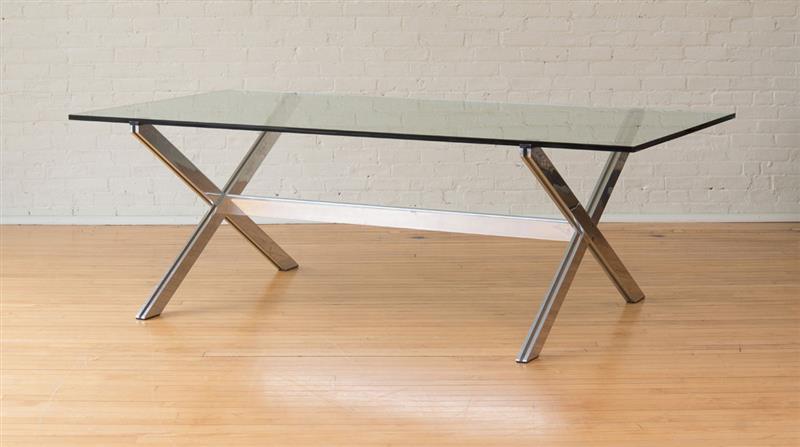 Appraisal: JOHN VESEY LARGE ALUMINUM AND GLASS DINING TABLE x x