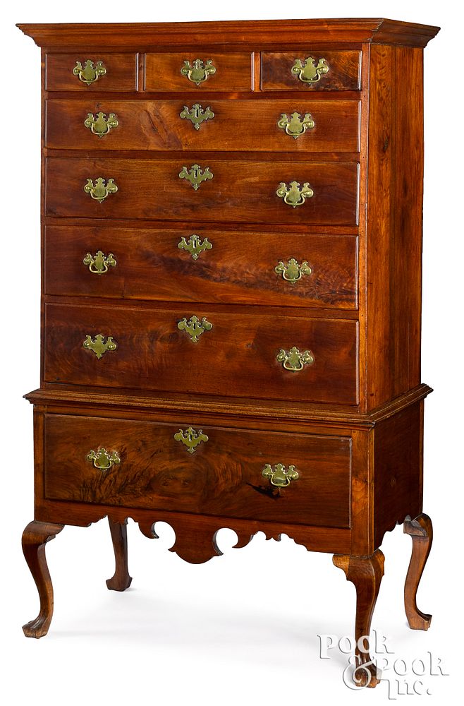 Appraisal: Pennsylvania Queen Anne walnut high chest Pennsylvania Queen Anne walnut