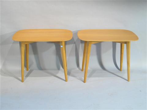 Appraisal: PAIR SWEDISH NORDISTKA MODERN BIRCH TABLES Each stamped 'Nordistka Made