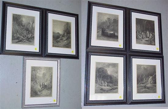 Appraisal: Seven framed engravings after Gustave Dore all pages from The