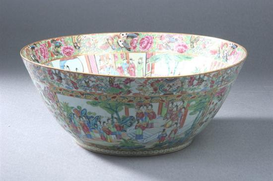 Appraisal: CHINESE ROSE MANDARIN PUNCH BOWL th century Figural decoration -