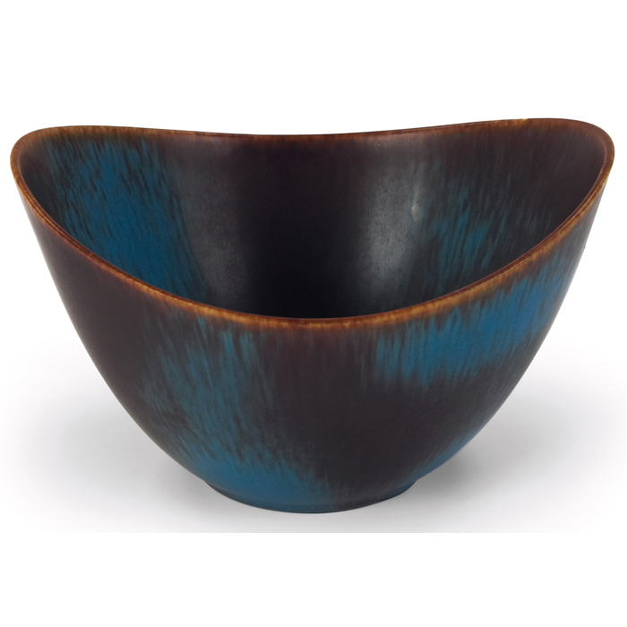 Appraisal: Gunnar Nylund bowl for Rorstrand blue and brown glaze signed