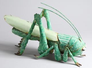 Appraisal: Cut Painted Steel Folk Art Grasshopper Sculpture Tabletop size in